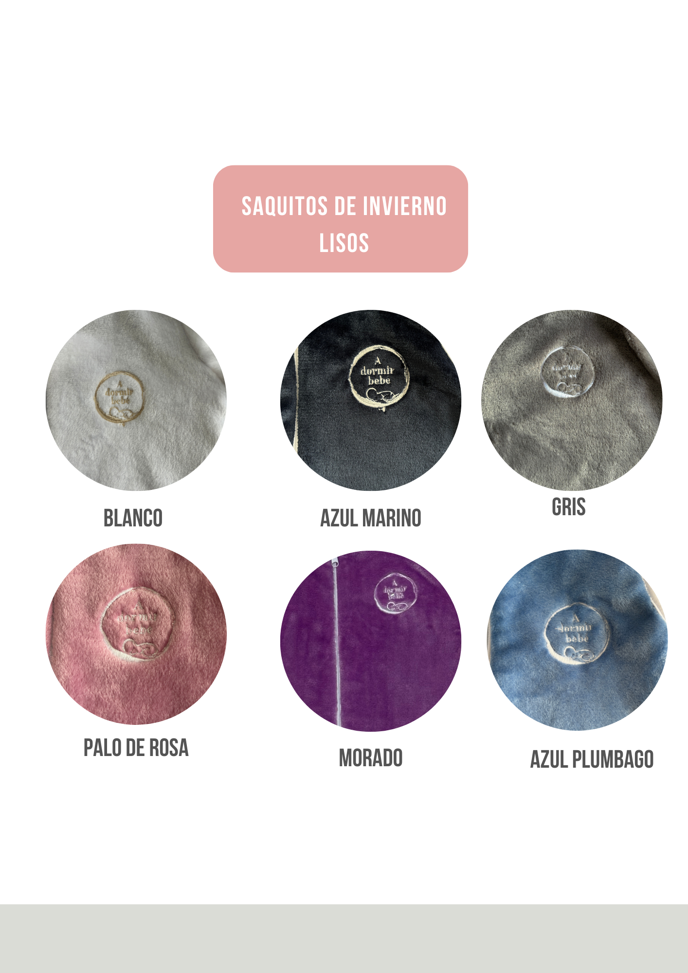 Saquito de dormir de invierno COLORES LISOS