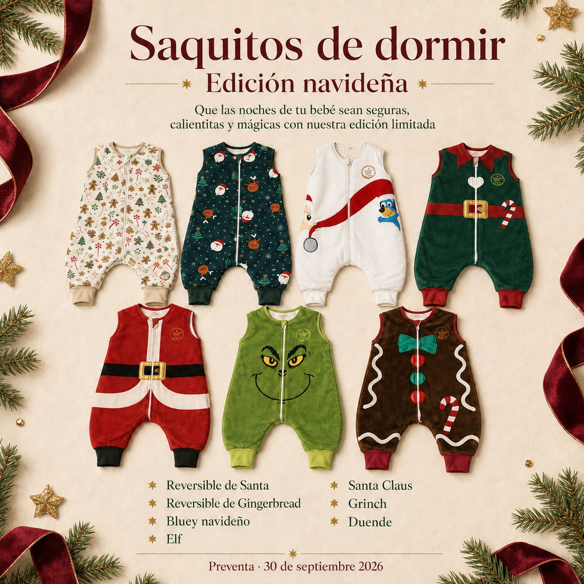 Saquitos de dormir Edición Navideña (CON SALIDA DE PIES)