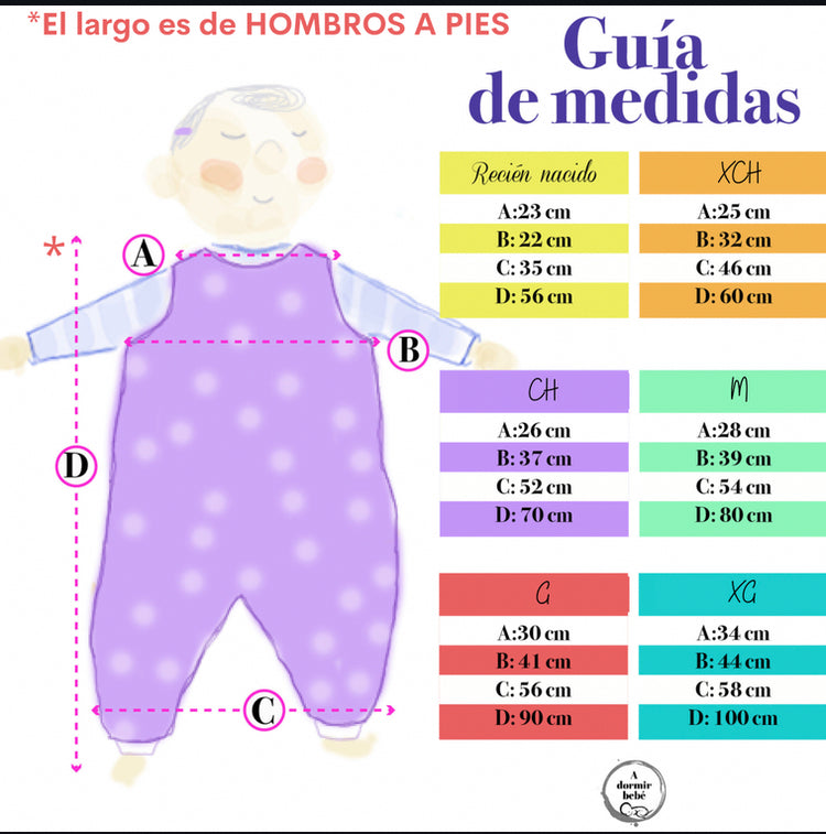 Saquito de dormir COLORES LISOS- DOS CAPAS ALGODON